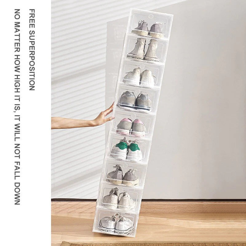 Glossy Stackable Shoe Box - Elegant Transparent Shoe Storage Solution