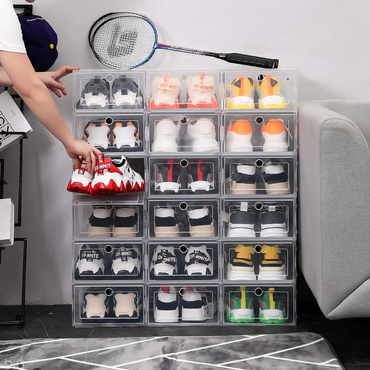 Glossy Stackable Shoe Box - Elegant Transparent Shoe Storage Solution